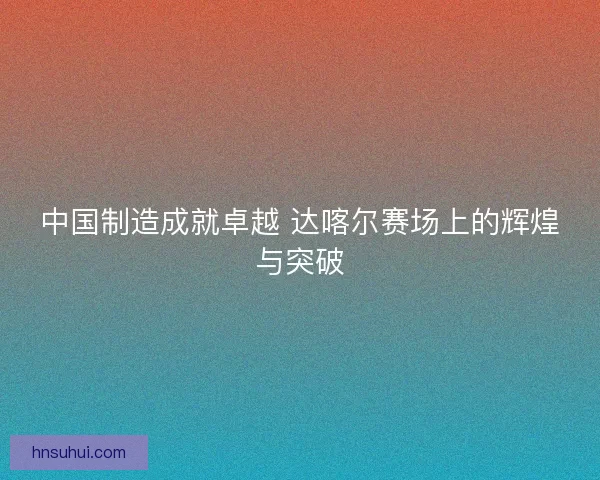 中国制造成就卓越 达喀尔赛场上的辉煌与突破