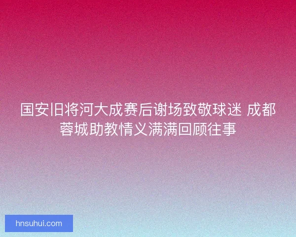 国安旧将河大成赛后谢场致敬球迷 成都蓉城助教情义满满回顾往事